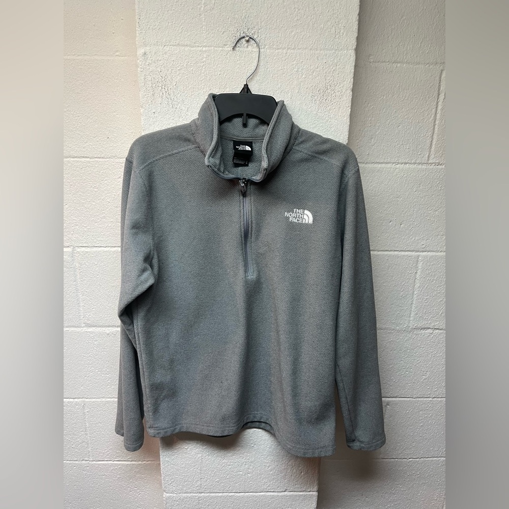 The North Face Light Gray Embroidered Logo Quarter-Zip